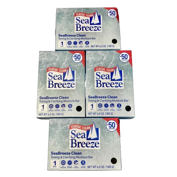 4 SEA BREEZE Classic Clean Toning & Clarifying Moisture BAR SOAP 6.5 oz X 4 Bars - Picture 1 of 6